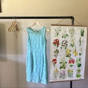 Ralph Lauren Teal Floral Lace Cocktail Dress